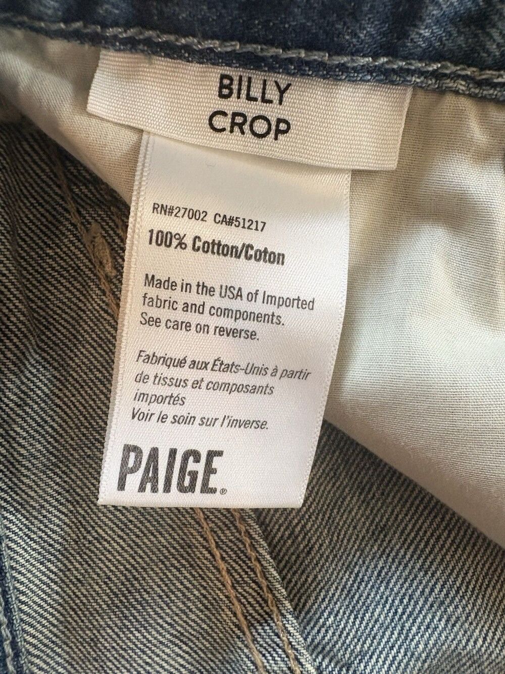 PAIGE womens Billy Crop Covered Button Fly Jeans size 25 The Roxy 27" inseam - Picture 12 of 13